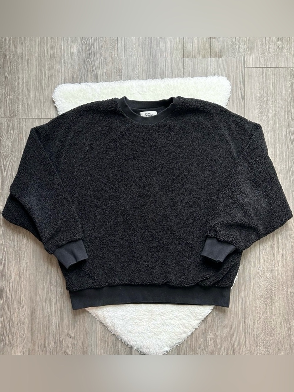 COS Black Fuzzy Teddy Bear Sweater